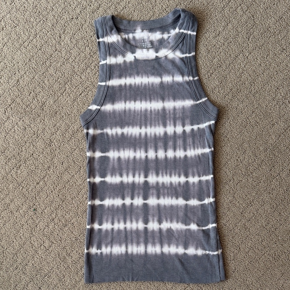 Aerie Charcoal and White Striped Tank Top